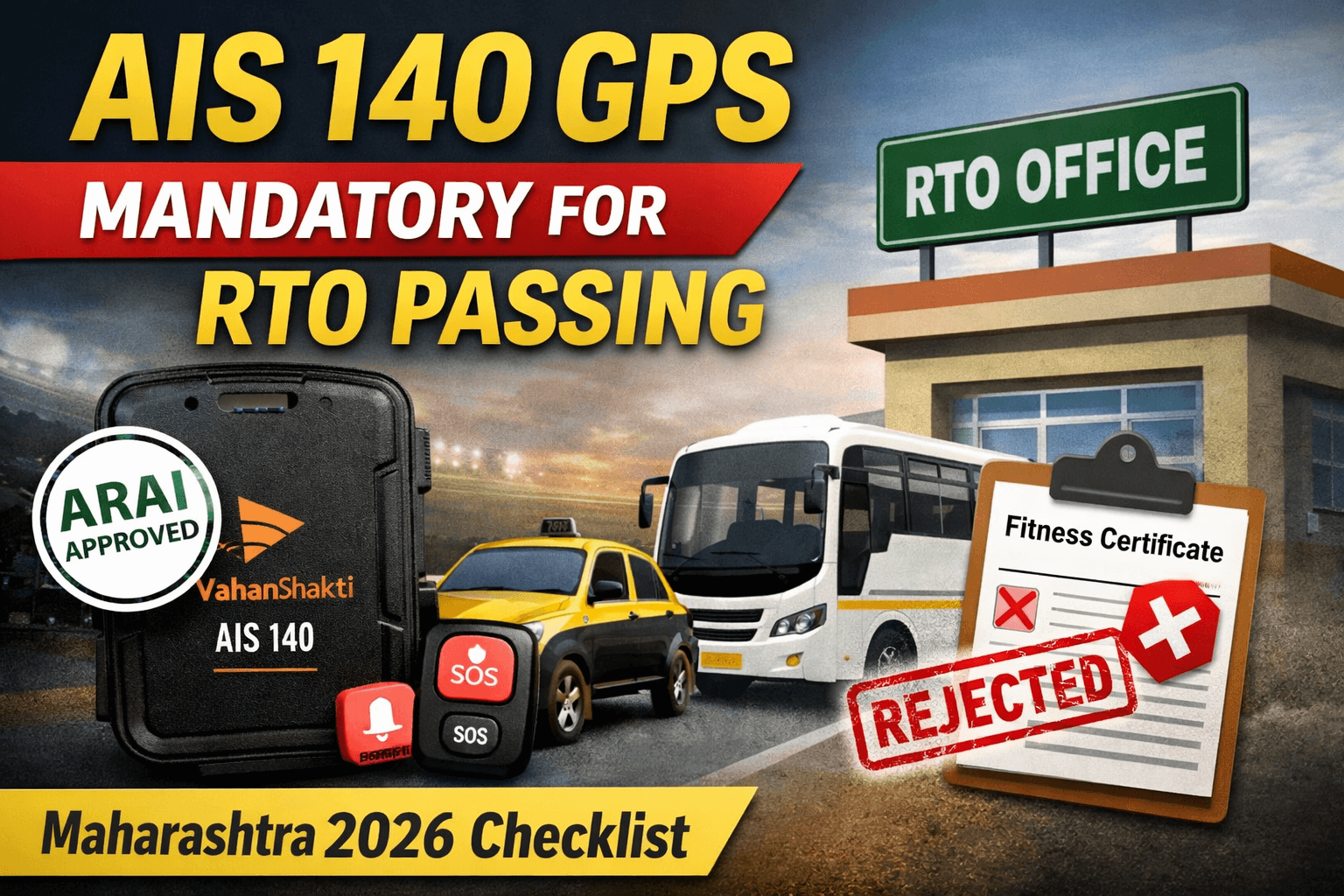 AIS 140 GPS mandatory for RTO passing in Maharashtra 2026 checklist
