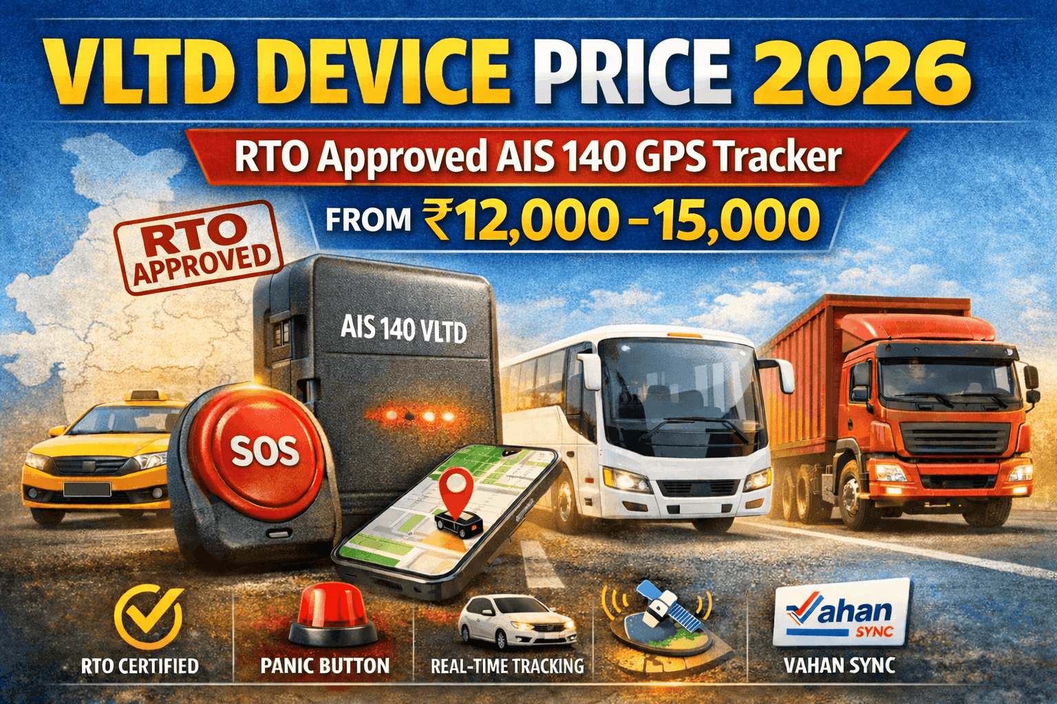VLTD Device Price 2026 RTO Approved AIS 140 GPS Tracker